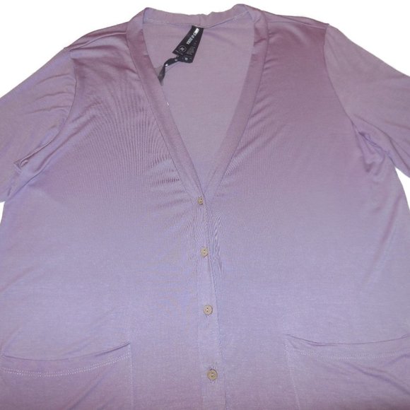 Cardigan Short Sleeve Knit Lightweight lavender button-down summer top purple - Picture 4 of 8